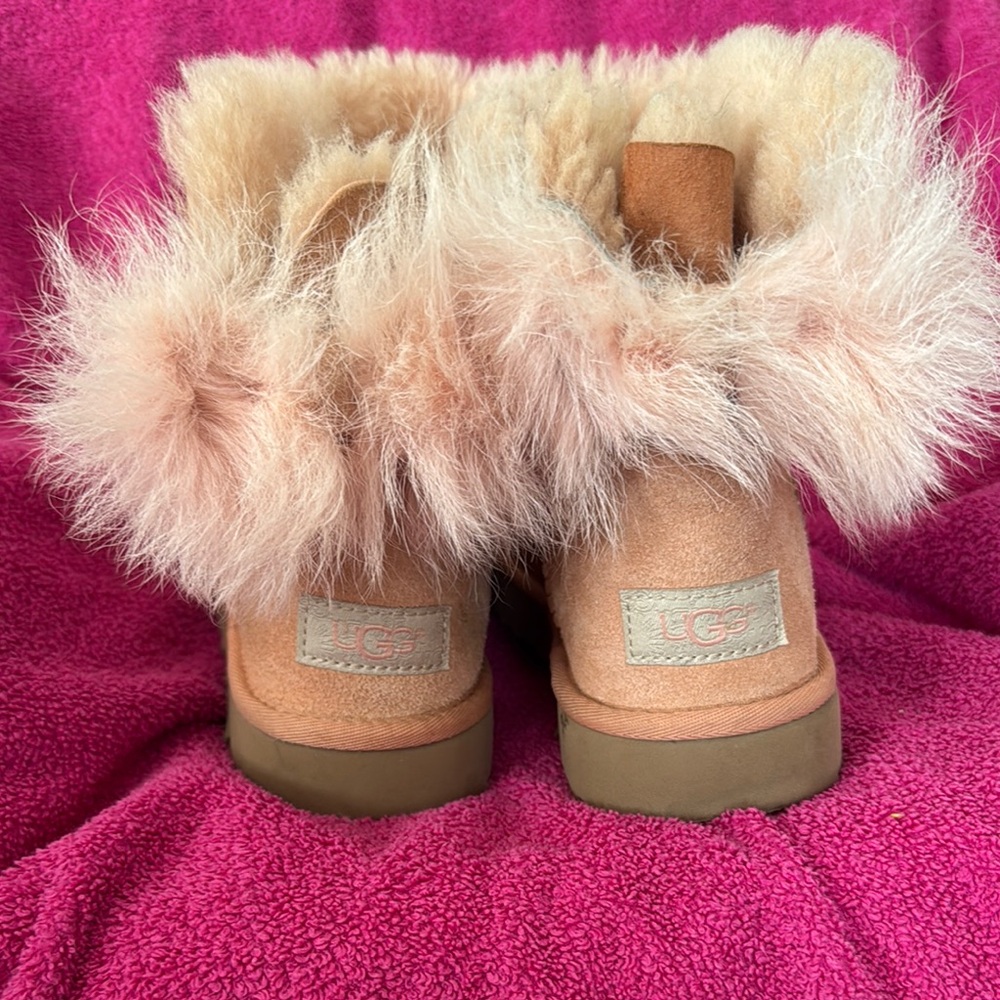 UGG Bow Pink Fluffy Boots
